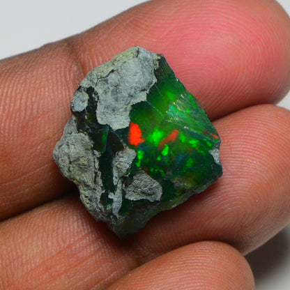 Black Opal 15.50 Carats | Natural Black Ethiopian Opal Rough - Ready for Cutting & Jewelry