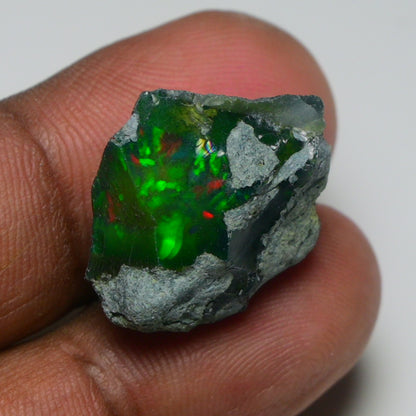 Black Opal 15.50 Carats | Natural Black Ethiopian Opal Rough - Ready for Cutting & Jewelry