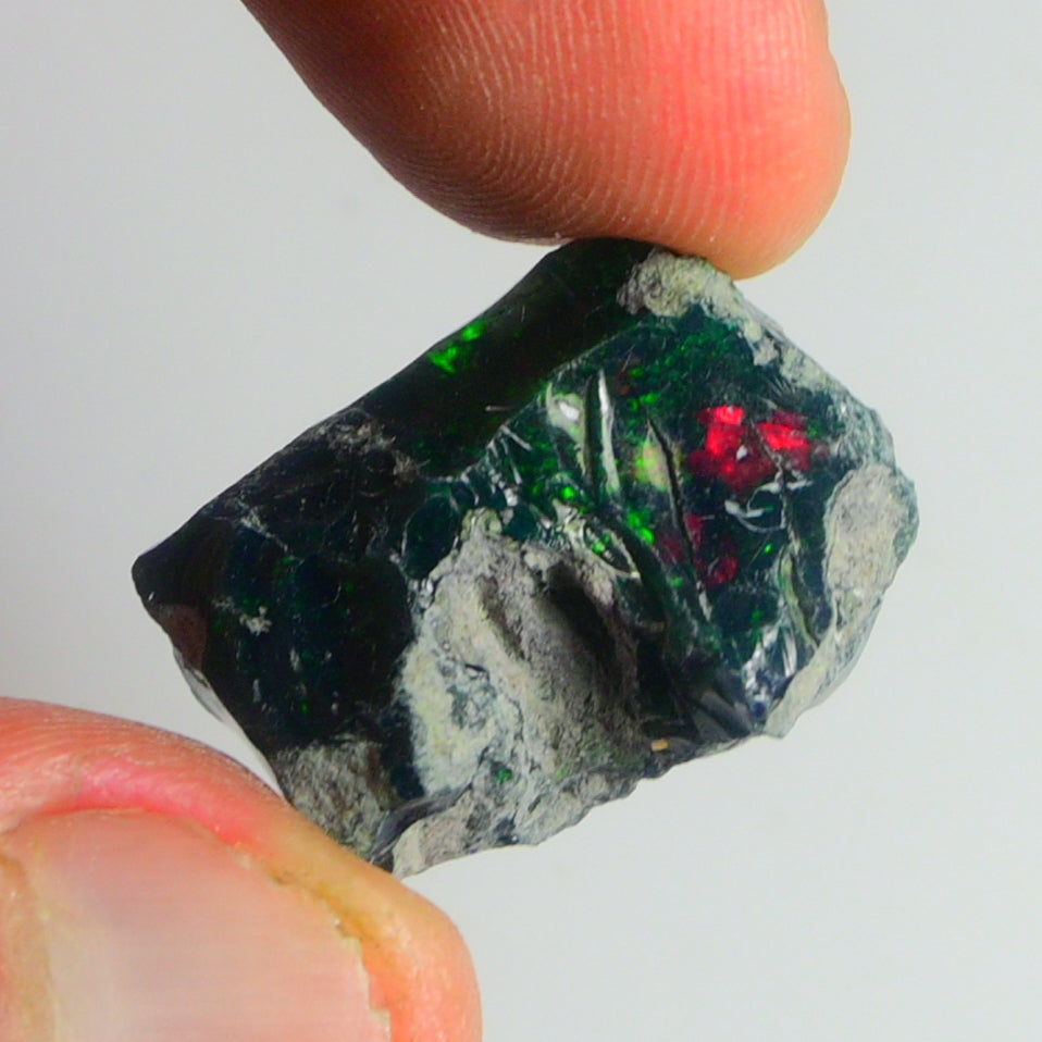Black Opal Weight: 20.50 Carats | Natural Black Ethiopian Opal Rough - Ready for Cutting & Jewelry