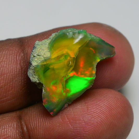 Black Opal 13.70 Carats | Natural Black Ethiopian Opal Rough - Ready for Cutting & Jewelry