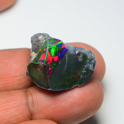 Black Opal 28.15 Carats | Natural Black Ethiopian Opal Rough - Ready for Cutting & Jewelry