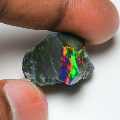 Black Opal 28.15 Carats | Natural Black Ethiopian Opal Rough - Ready for Cutting & Jewelry