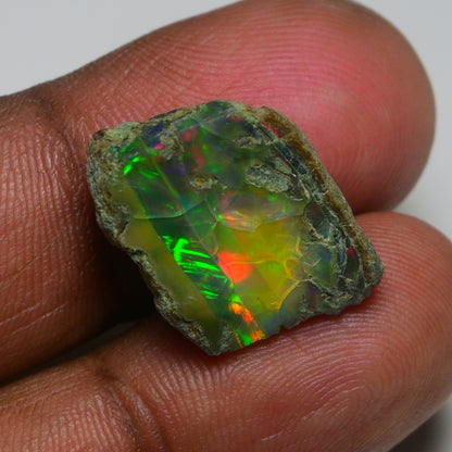 Black Opal 12.45 Carats | Natural Black Ethiopian Opal Rough - Ready for Cutting & Jewelry