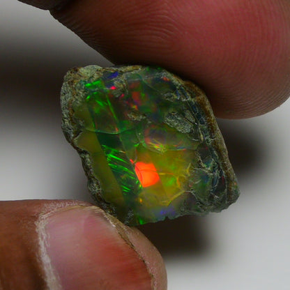 Black Opal 12.45 Carats | Natural Black Ethiopian Opal Rough - Ready for Cutting & Jewelry