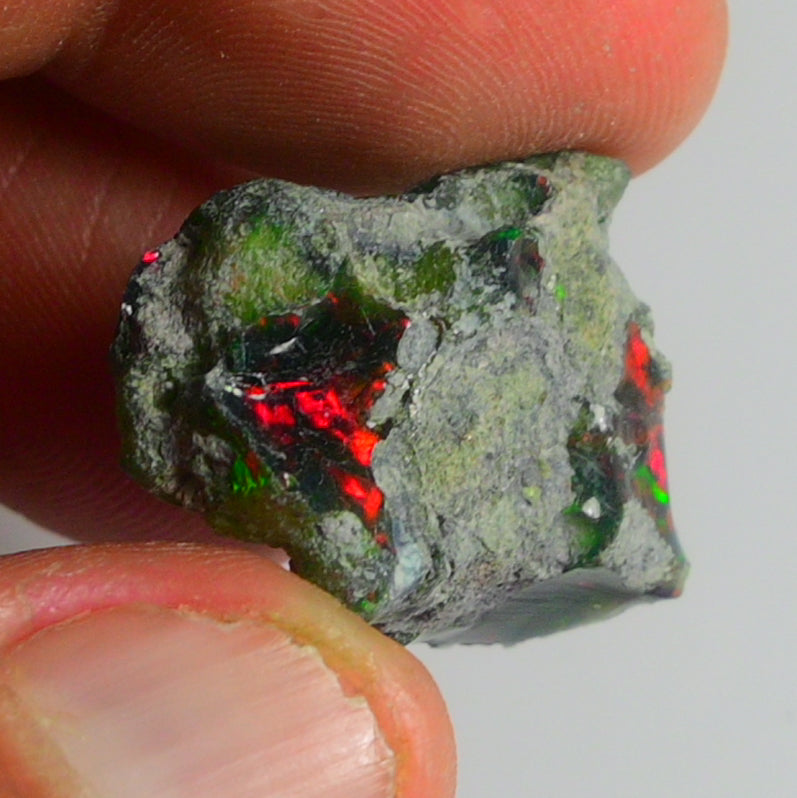 Black Opal Weight: 19.80 Carats | Natural Black Ethiopian Opal Rough - Ready for Cutting & Jewelry