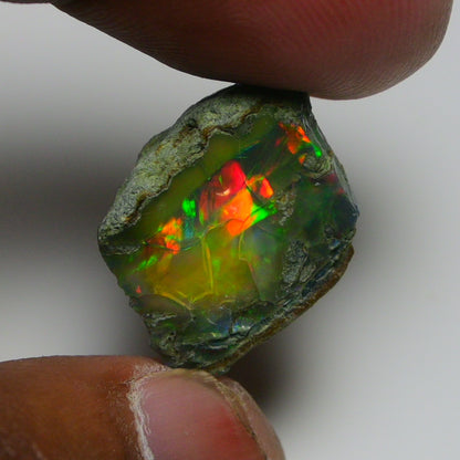 Black Opal 12.45 Carats | Natural Black Ethiopian Opal Rough - Ready for Cutting & Jewelry