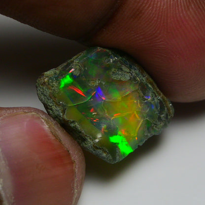 Black Opal 12.45 Carats | Natural Black Ethiopian Opal Rough - Ready for Cutting & Jewelry
