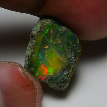 Black Opal 12.45 Carats | Natural Black Ethiopian Opal Rough - Ready for Cutting & Jewelry