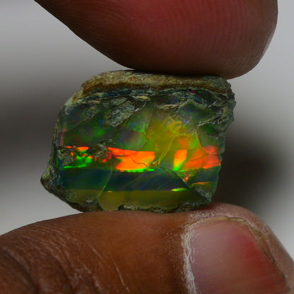 Black Opal 12.45 Carats | Natural Black Ethiopian Opal Rough - Ready for Cutting & Jewelry
