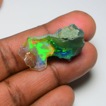 Black Opal 20.75 Carats | Natural Black Ethiopian Opal Rough - Ready for Cutting & Jewelry