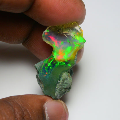 Black Opal 20.75 Carats | Natural Black Ethiopian Opal Rough - Ready for Cutting & Jewelry