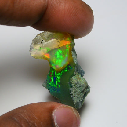 Black Opal 20.75 Carats | Natural Black Ethiopian Opal Rough - Ready for Cutting & Jewelry