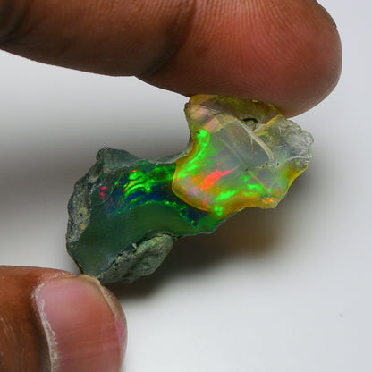 Black Opal 20.75 Carats | Natural Black Ethiopian Opal Rough - Ready for Cutting & Jewelry