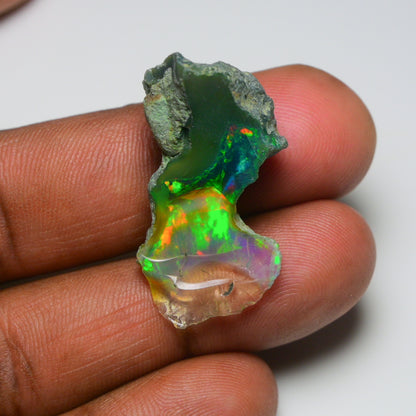 Black Opal 20.75 Carats | Natural Black Ethiopian Opal Rough - Ready for Cutting & Jewelry