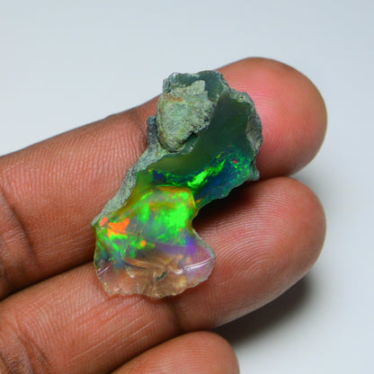 Black Opal 20.75 Carats | Natural Black Ethiopian Opal Rough - Ready for Cutting & Jewelry