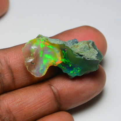Black Opal 20.75 Carats | Natural Black Ethiopian Opal Rough - Ready for Cutting & Jewelry