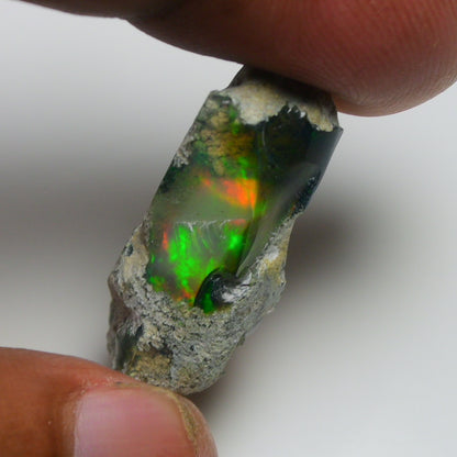 Black Opal 15.90 Carats | Natural Black Ethiopian Opal Rough - Ready for Cutting & Jewelry!