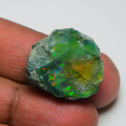 Black Opal 28.45 Carats | Natural Black Ethiopian Opal Rough - Ready for Cutting & Jewelry