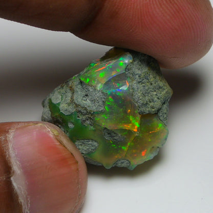 Black Opal 25.00 Carats | Natural Black Ethiopian Opal Rough - Ready for Cutting & Jewelry