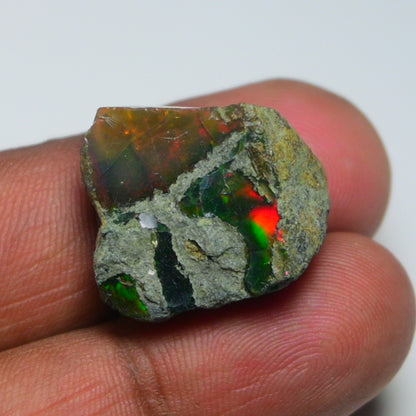 Black Opal 24.15 Carats | Natural Black Ethiopian Opal Rough - Ready for Cutting & Jewelry