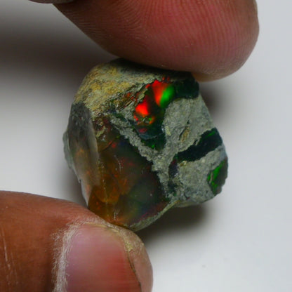 Black Opal 24.15 Carats | Natural Black Ethiopian Opal Rough - Ready for Cutting & Jewelry