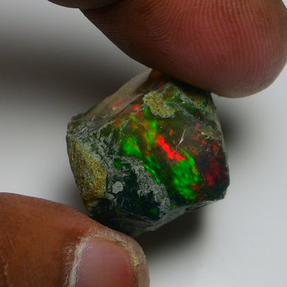 Black Opal 24.15 Carats | Natural Black Ethiopian Opal Rough - Ready for Cutting & Jewelry