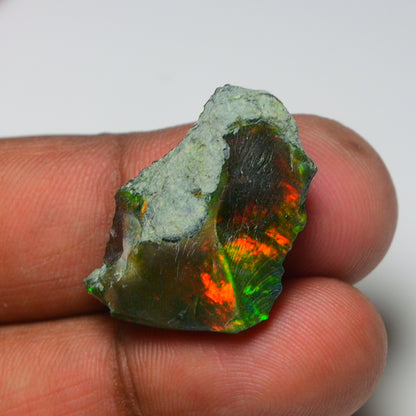 Black Opal 14.15 Carats | Natural Black Ethiopian Opal Rough - Ready for Cutting & Jewelry