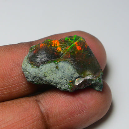 Black Opal 14.15 Carats | Natural Black Ethiopian Opal Rough - Ready for Cutting & Jewelry