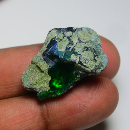 Black Opal 25.45 Carats | Natural Black Ethiopian Opal Rough - Ready for Cutting & Jewelry