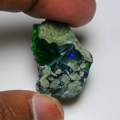 Black Opal 25.45 Carats | Natural Black Ethiopian Opal Rough - Ready for Cutting & Jewelry