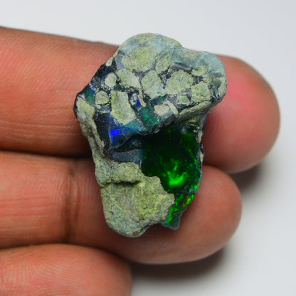 Black Opal 25.45 Carats | Natural Black Ethiopian Opal Rough - Ready for Cutting & Jewelry