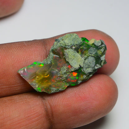 Black Opal 13.75 Carats | Natural Black Ethiopian Opal Rough - Ready for Cutting & Jewelry