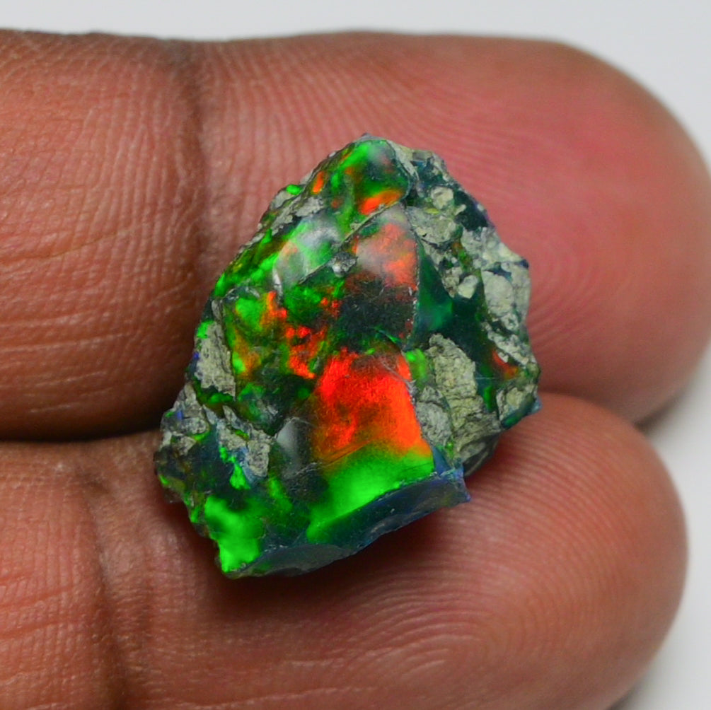 Black Opal 9.60 Carats | Natural Black Ethiopian Opal Rough - Ready for Cutting & Jewelry