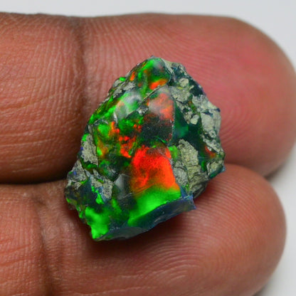 Black Opal 9.60 Carats | Natural Black Ethiopian Opal Rough - Ready for Cutting & Jewelry