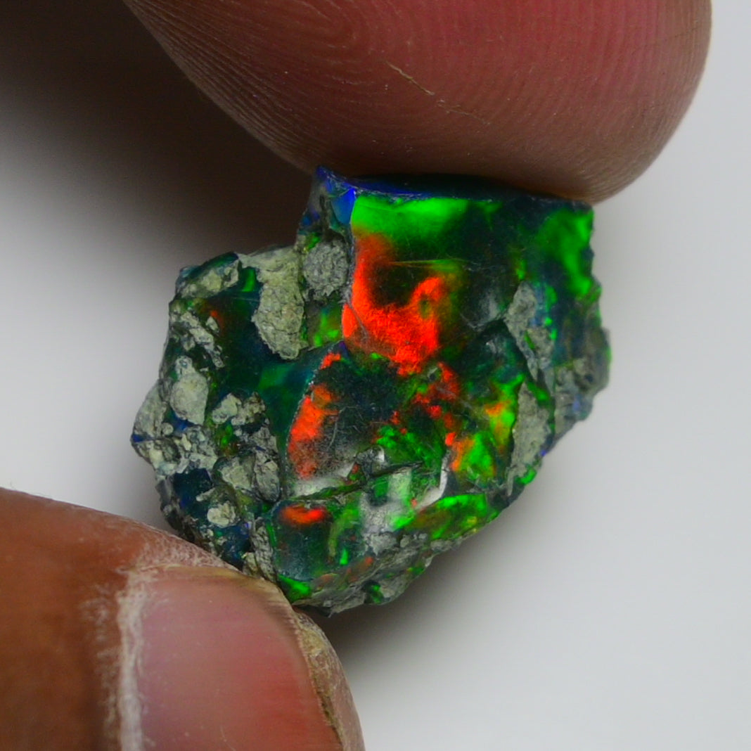 Black Opal 9.60 Carats | Natural Black Ethiopian Opal Rough - Ready for Cutting & Jewelry