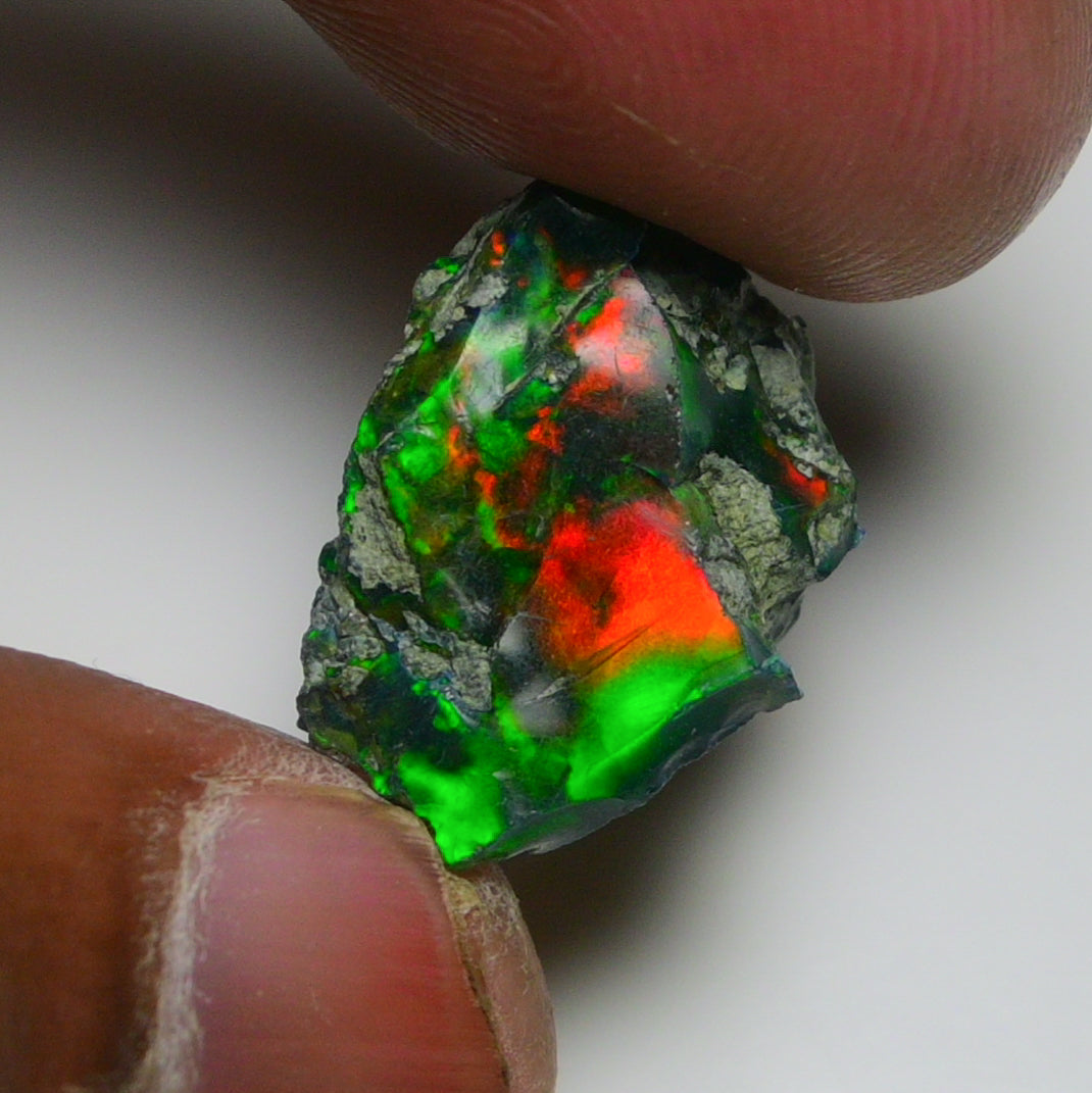 Black Opal 9.60 Carats | Natural Black Ethiopian Opal Rough - Ready for Cutting & Jewelry