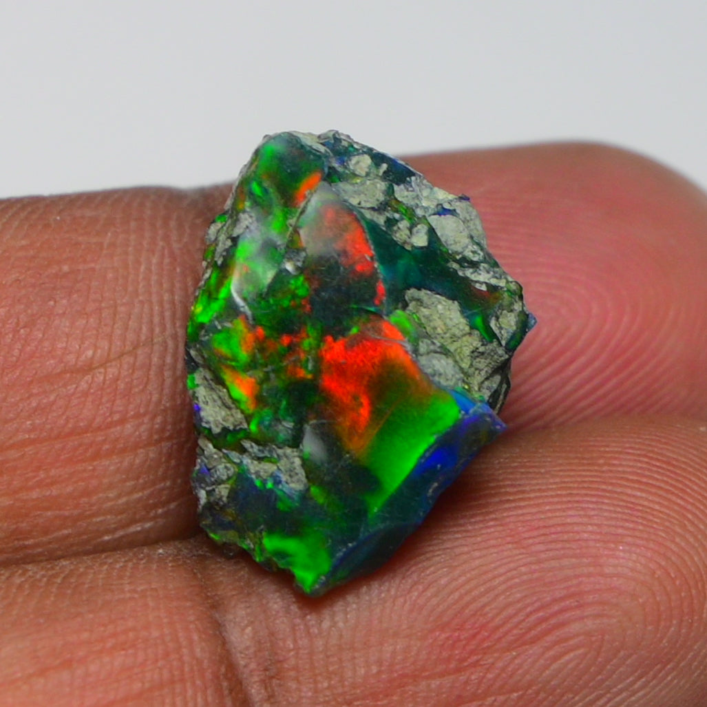 Black Opal 9.60 Carats | Natural Black Ethiopian Opal Rough - Ready for Cutting & Jewelry