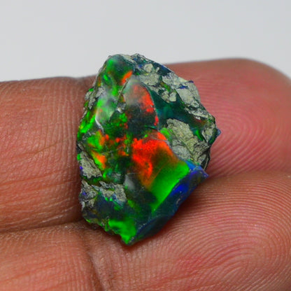 Black Opal 9.60 Carats | Natural Black Ethiopian Opal Rough - Ready for Cutting & Jewelry