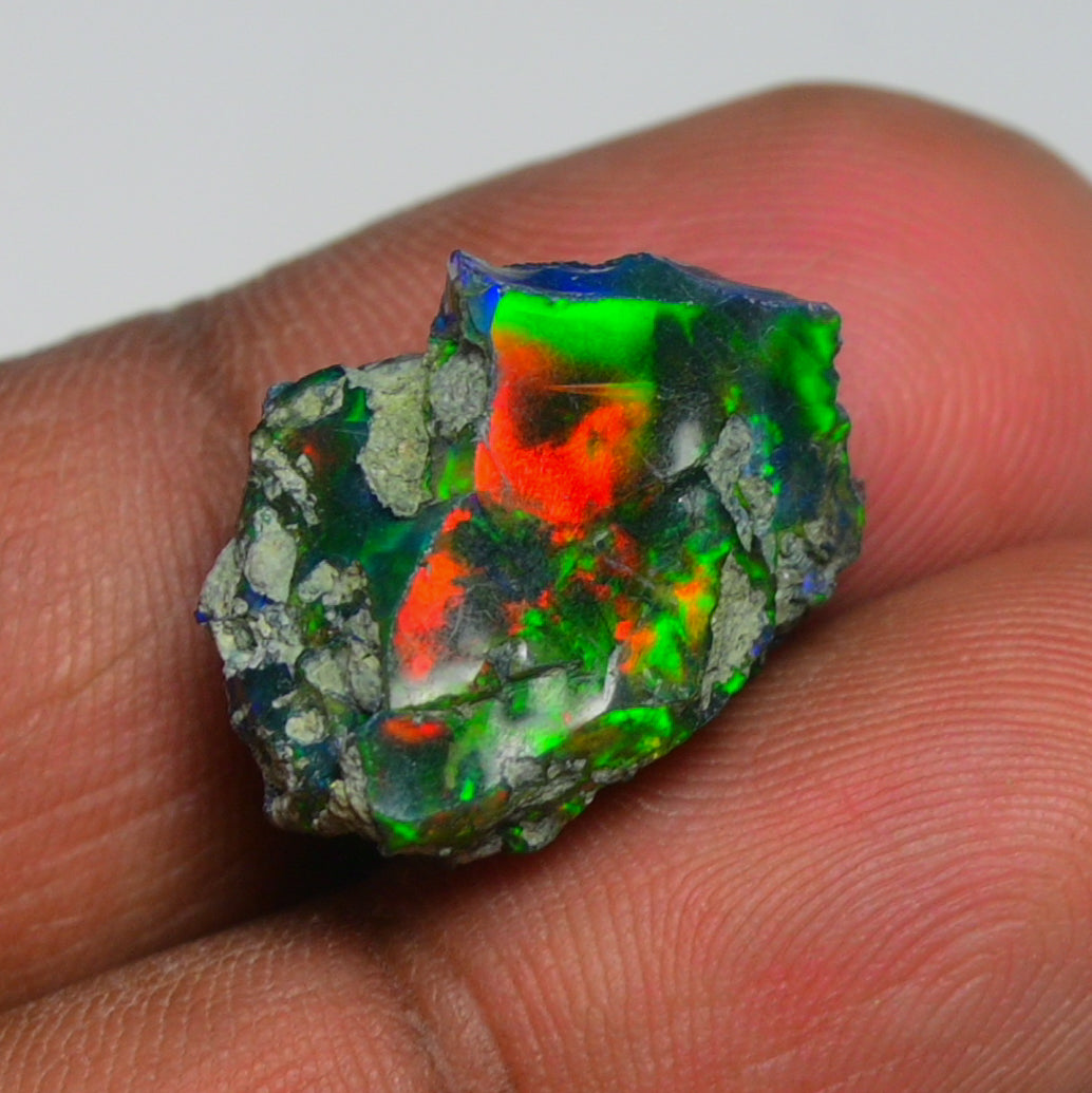 Black Opal 9.60 Carats | Natural Black Ethiopian Opal Rough - Ready for Cutting & Jewelry
