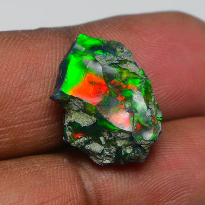 Black Opal 9.60 Carats | Natural Black Ethiopian Opal Rough - Ready for Cutting & Jewelry