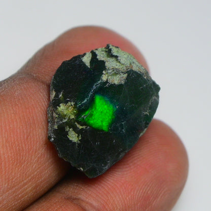 Black Opal 12.40 Carats | Natural Black Ethiopian Opal Rough - Ready for Cutting & Jewelry