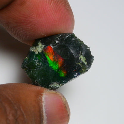 Black Opal 12.40 Carats | Natural Black Ethiopian Opal Rough - Ready for Cutting & Jewelry