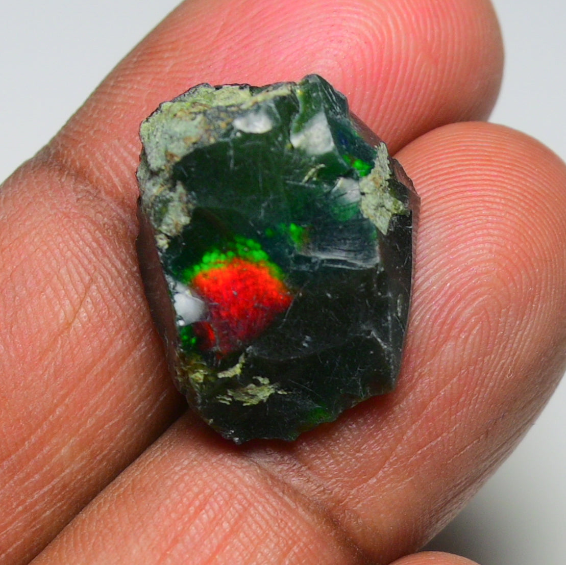 Black Opal 12.40 Carats | Natural Black Ethiopian Opal Rough - Ready for Cutting & Jewelry