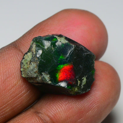 Black Opal 12.40 Carats | Natural Black Ethiopian Opal Rough - Ready for Cutting & Jewelry