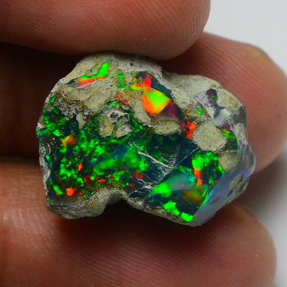 Black Opal Weight: 11.55  Carats | Natural Black Ethiopian Opal Rough - Ready for Cutting & Jewelry