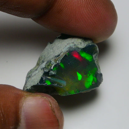 Black Opal 28.85 Carats | Natural Black Ethiopian Opal Rough - Ready for Cutting & Jewelry