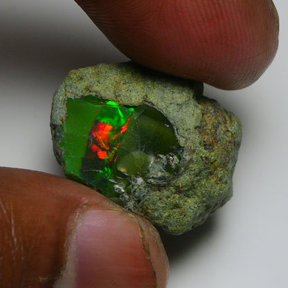 Black Opal 27.60 Carats | Natural Black Ethiopian Opal Rough - Ready for Cutting & Jewelry