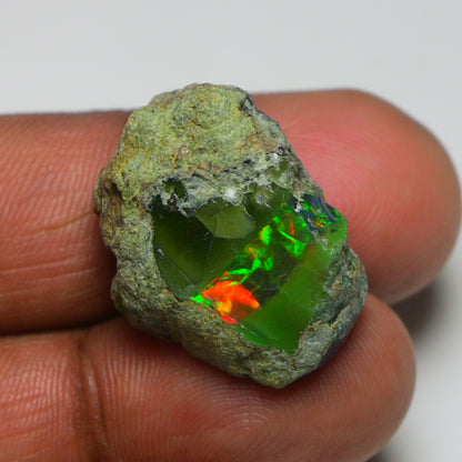 Black Opal 27.60 Carats | Natural Black Ethiopian Opal Rough - Ready for Cutting & Jewelry