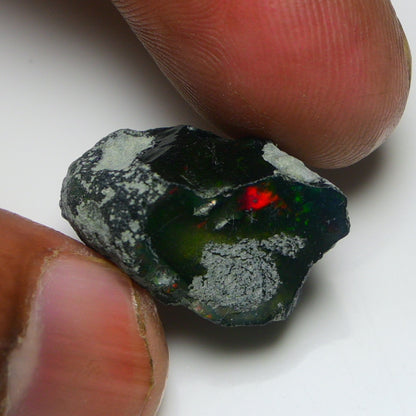 Black Opal 17.40 Carats | Natural Black Ethiopian Opal Rough - Ready for Cutting & Jewelry