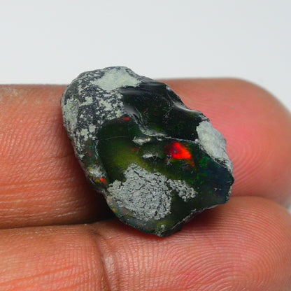 Black Opal 17.40 Carats | Natural Black Ethiopian Opal Rough - Ready for Cutting & Jewelry